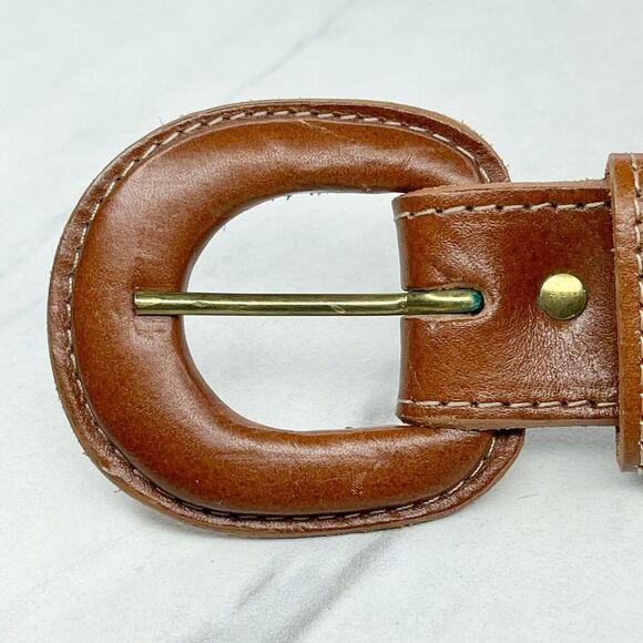 Vintage Blue Braided Woven Belt Brown Leather Trim Small (S) ✨ - Picture 10 of 10